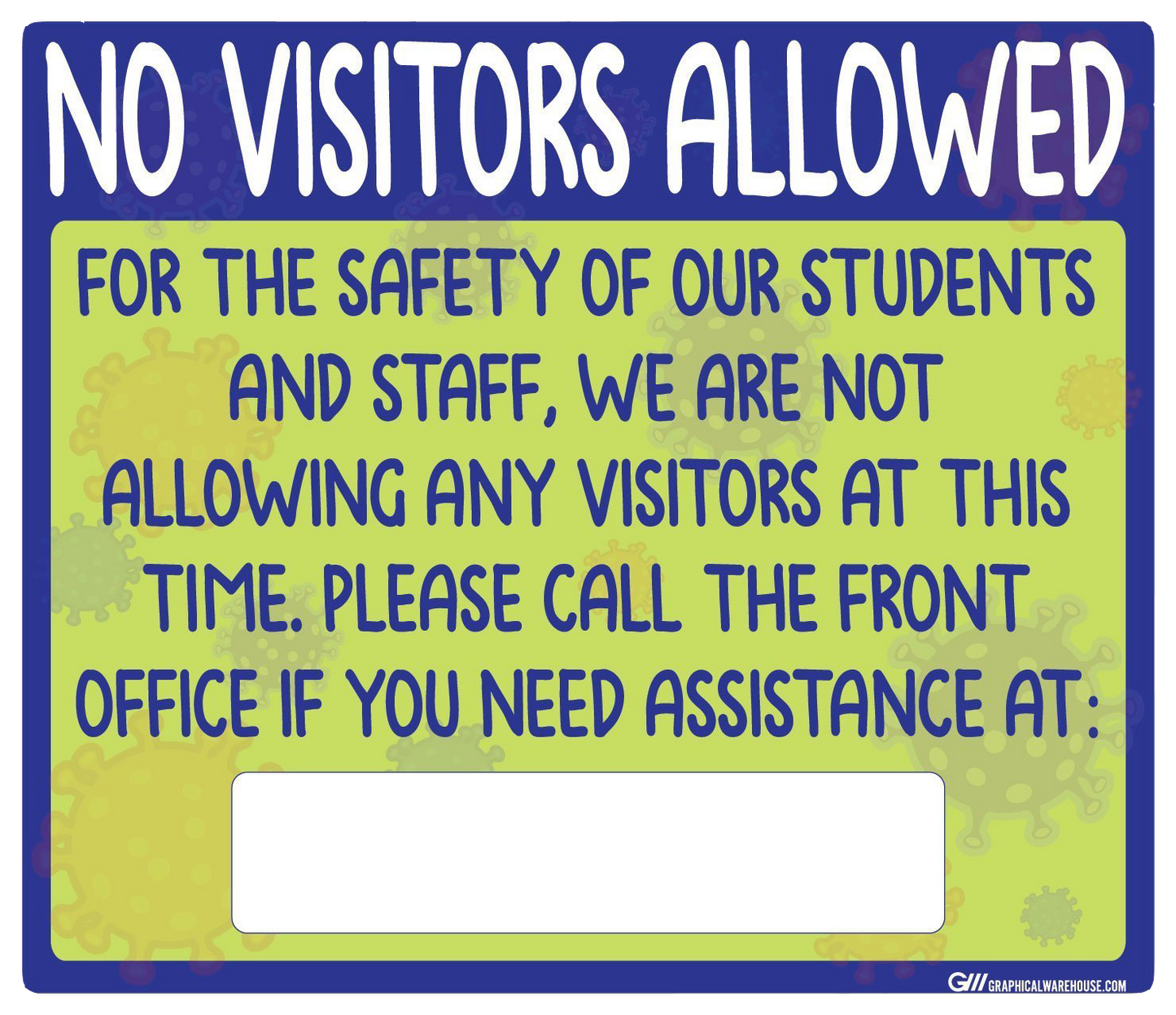 "No Visitors Allowed" Childcare, Adhesive Durable Vinyl Decal- Various Sizes Available