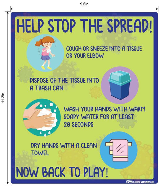 "Help Stop The Spread" Children's Hygiene- Adhesive Durable Vinyl Decal- Various Sizes Available