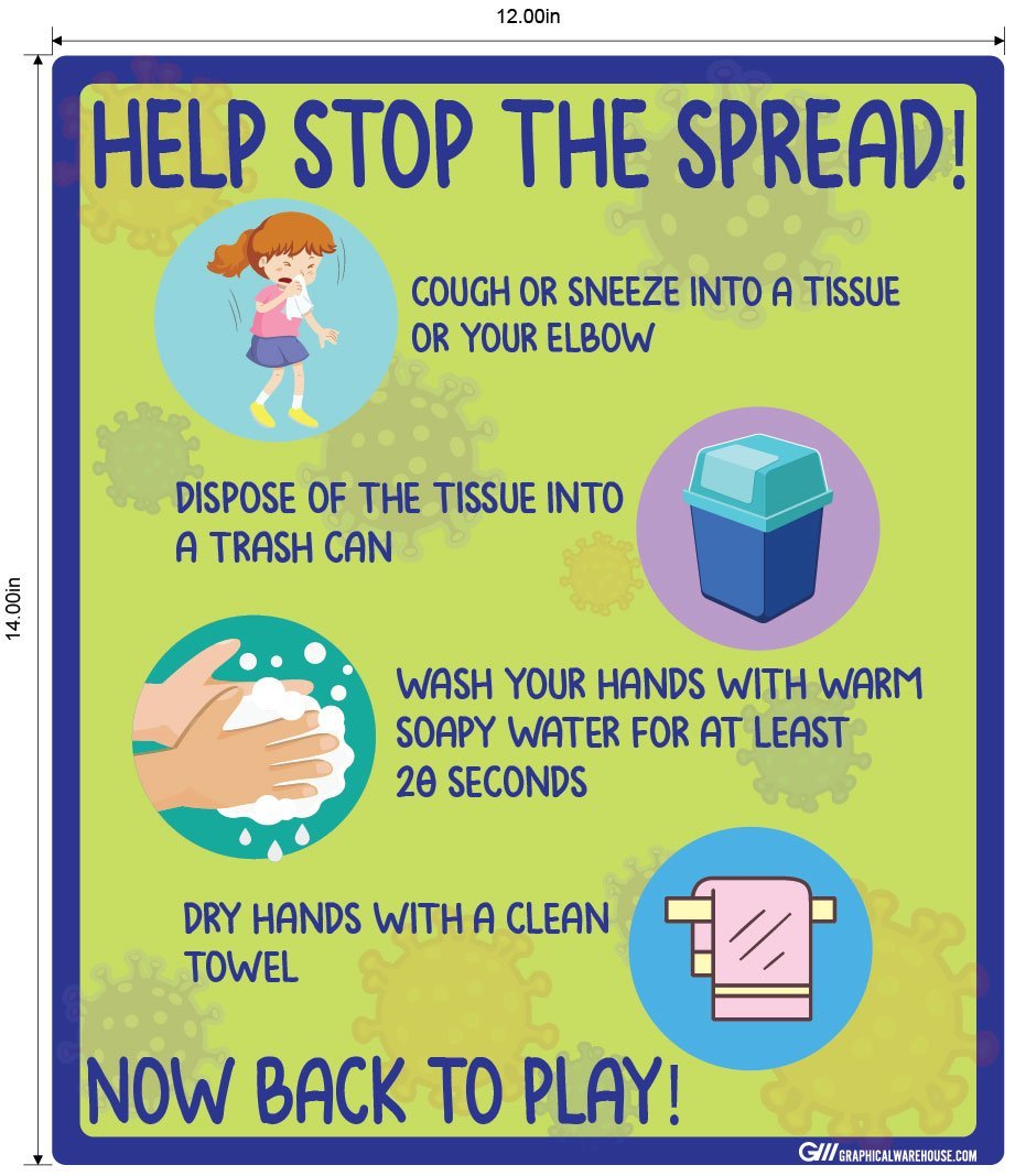 "Help Stop The Spread" Children's Hygiene- Adhesive Durable Vinyl Decal- Various Sizes Available