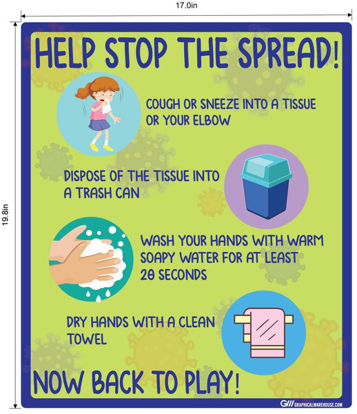 "Help Stop The Spread" Children's Hygiene- Adhesive Durable Vinyl Decal- Various Sizes Available