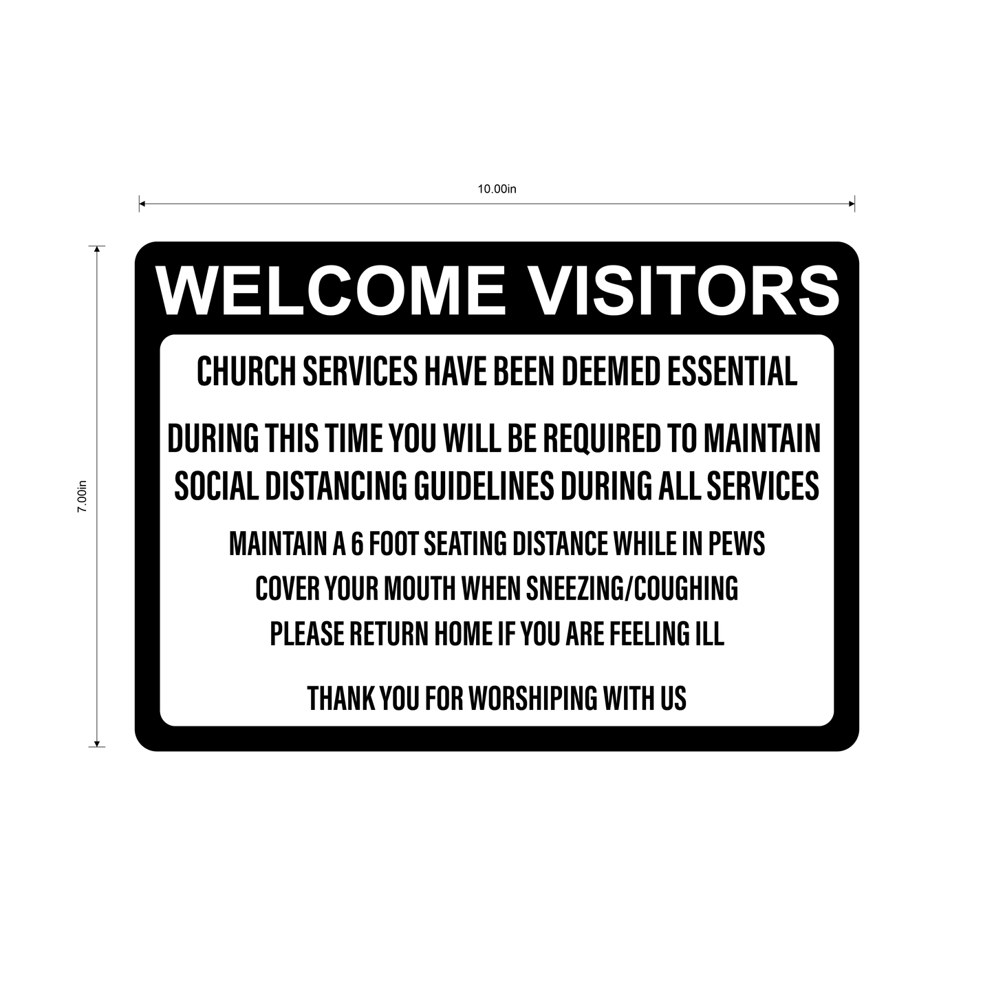 "Church Services Deemed Essential" Adhesive Durable Vinyl Decal- 10x7”