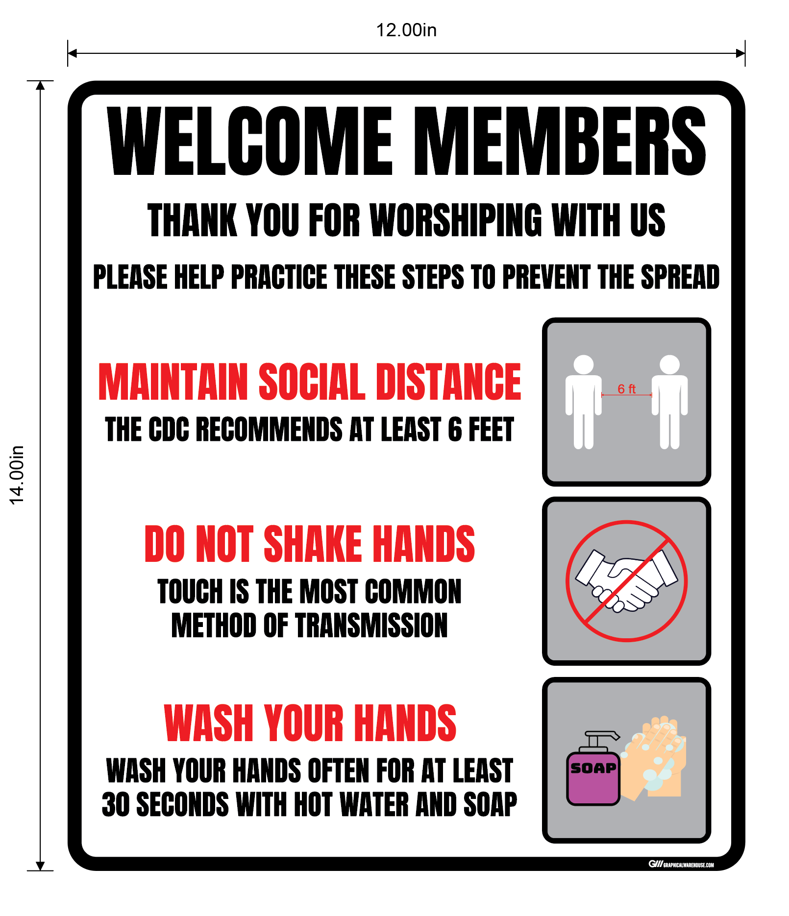 "Church Safe Practices" Adhesive Durable Vinyl Decal- Various Sizes Available