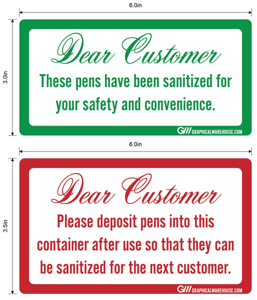 "Sanitized Pens" (Pack of 10- 5 Sanitized, 5 To Be Sanitized) Adhesive Durable Vinyl Decal- 6x3"