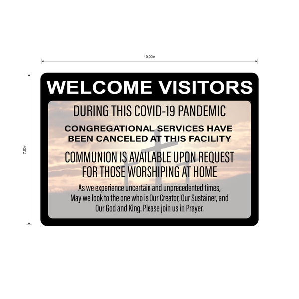 "Church Services Cancelled, Communion Available" Adhesive Durable Vinyl Decal- 10x7"