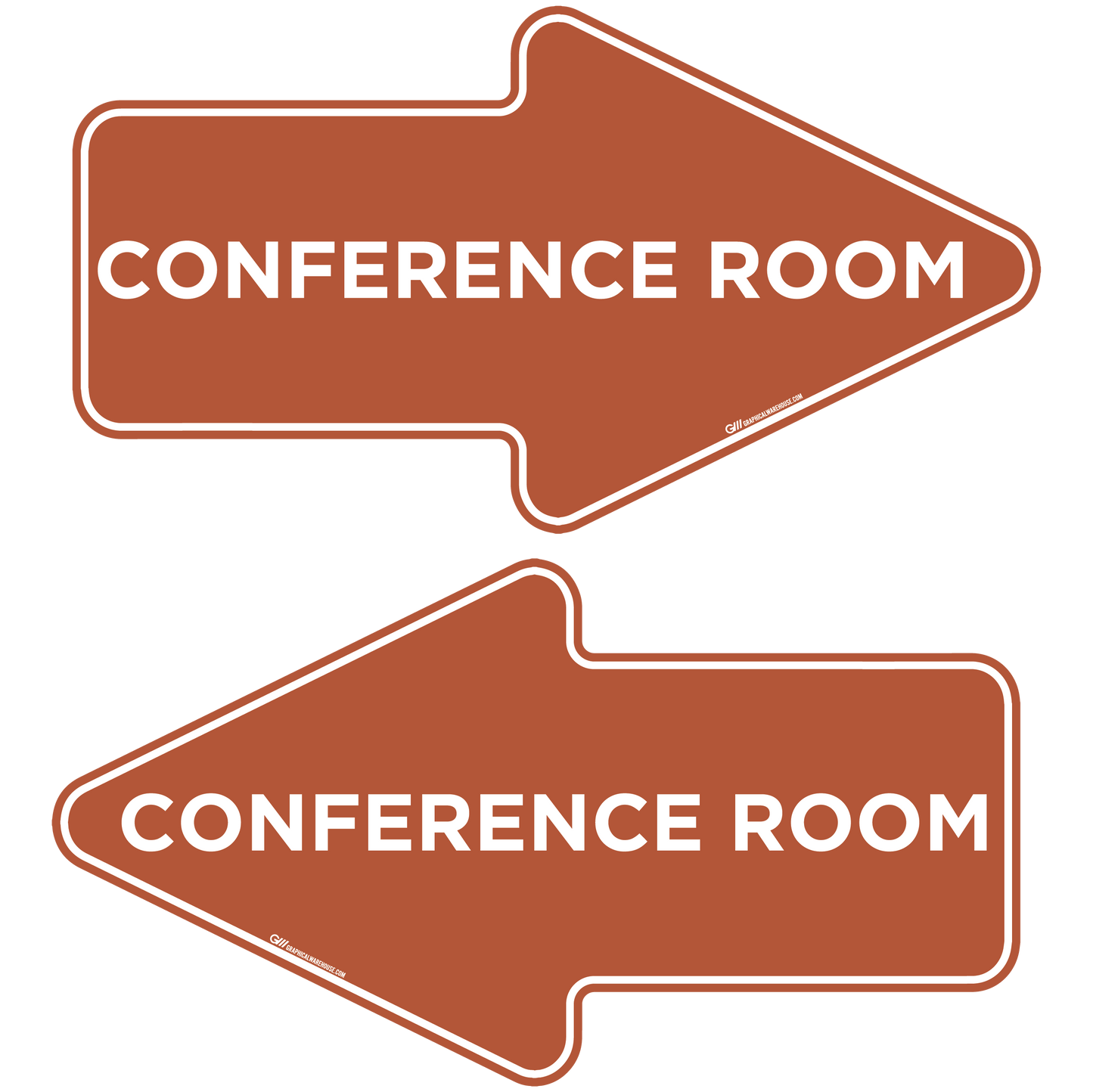 "Conference Room" Wayfinding Arrows, 10 Pack- Durable Matte Laminated Vinyl Floor Sign- 15.95x8.7"