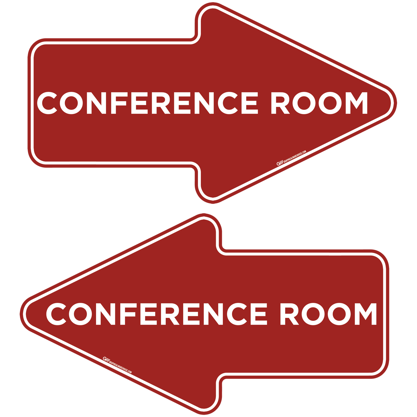 "Conference Room" Wayfinding Arrows, 10 Pack- Durable Matte Laminated Vinyl Floor Sign- 15.95x8.7"