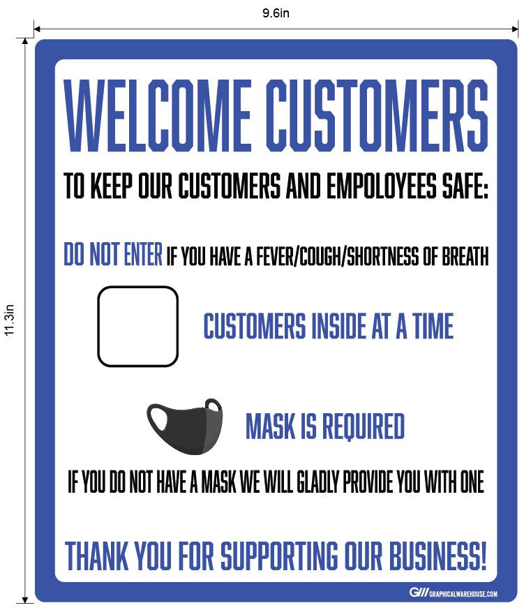 "Customer Capacity, Mask Required" Adhesive Durable Vinyl Decal- Various Sizes Available