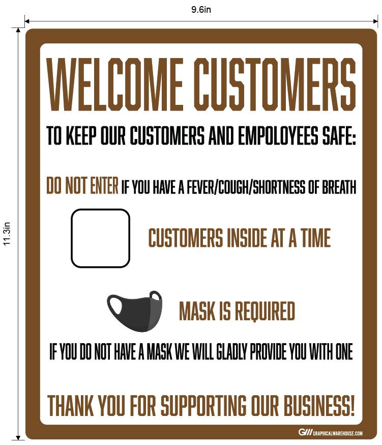 "Customer Capacity, Mask Required" Adhesive Durable Vinyl Decal- Various Sizes Available