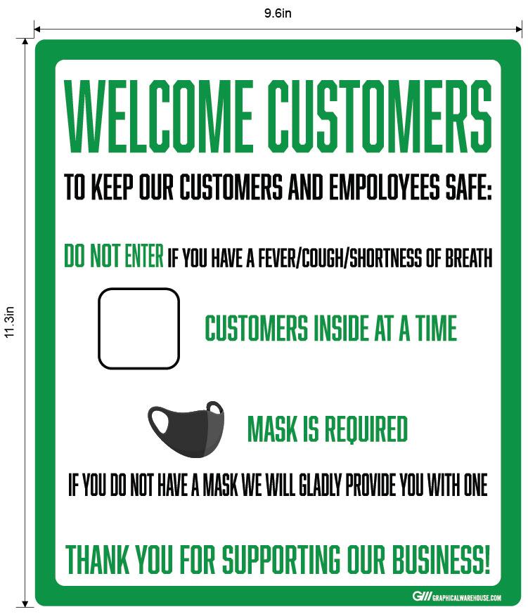 "Customer Capacity, Mask Required" Adhesive Durable Vinyl Decal- Various Sizes Available