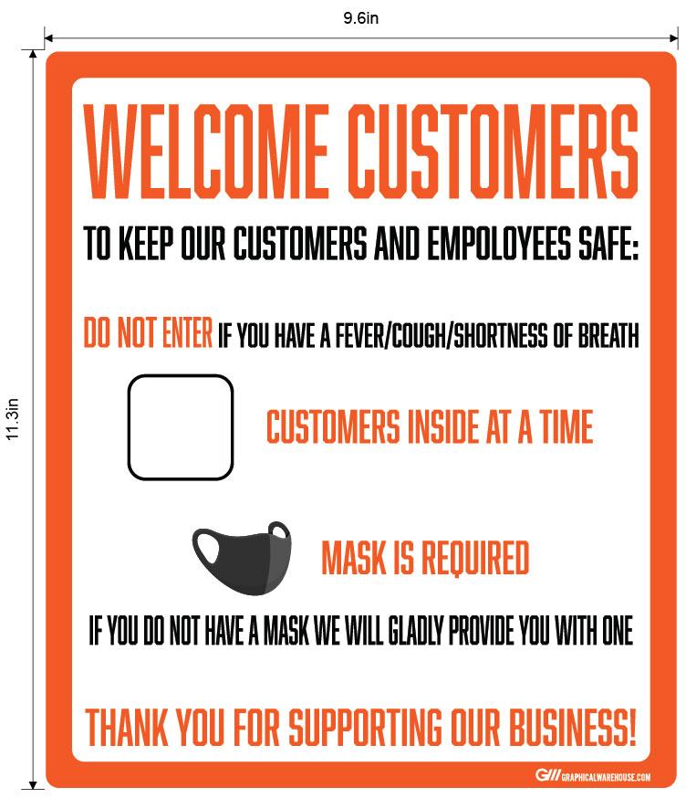 "Customer Capacity, Mask Required" Adhesive Durable Vinyl Decal- Various Sizes Available
