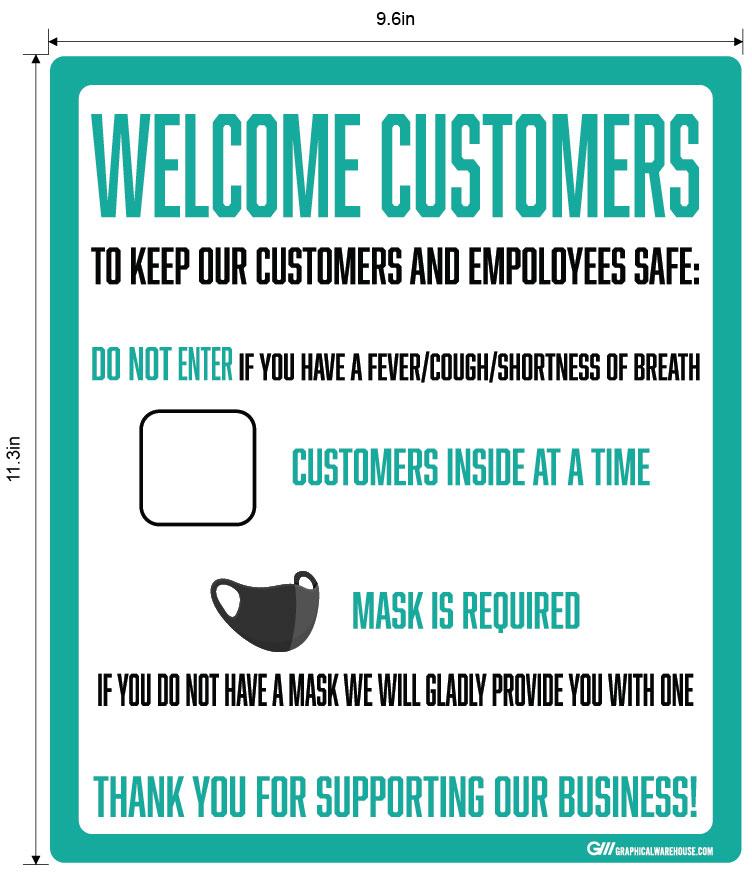 "Customer Capacity, Mask Required" Adhesive Durable Vinyl Decal- Various Sizes Available