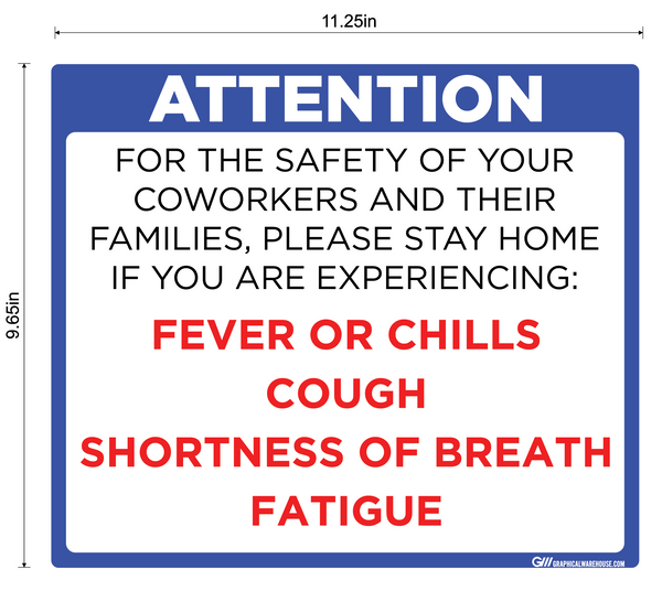 "Do Not Enter Office With Symptoms" Adhesive Durable Vinyl Decal- Various Sizes/Colors Available