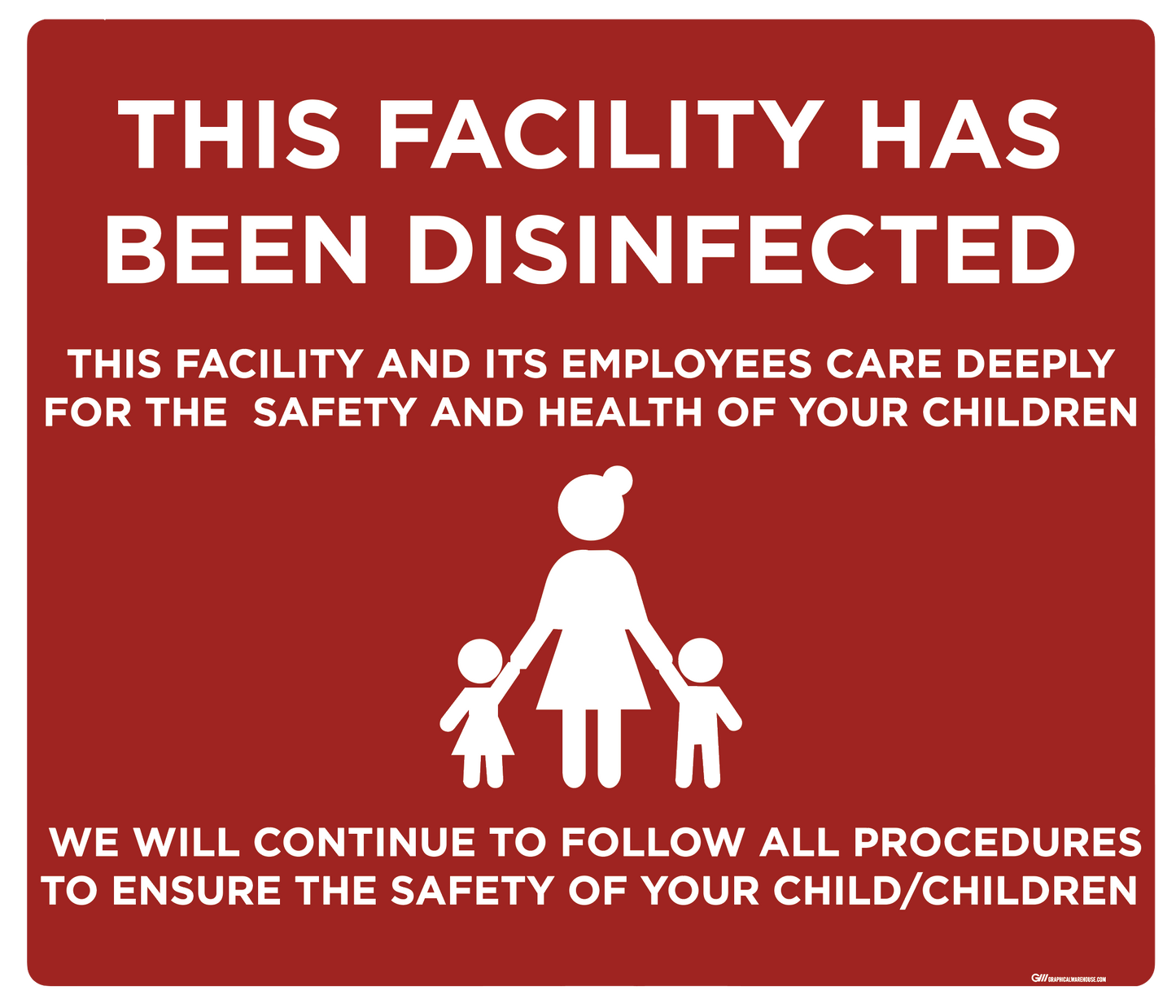 "Daycare Disinfected Version 2" Adhesive Durable Vinyl Decal- Various Sizes/Colors Available