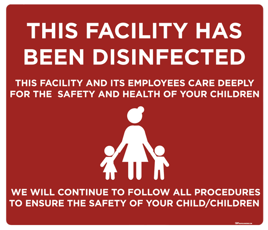 "Daycare Disinfected Version 2" Adhesive Durable Vinyl Decal- Various Sizes/Colors Available