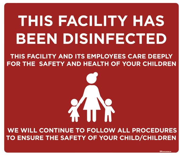 "Daycare Disinfected Version 2" Adhesive Durable Vinyl Decal- Various Sizes/Colors Available