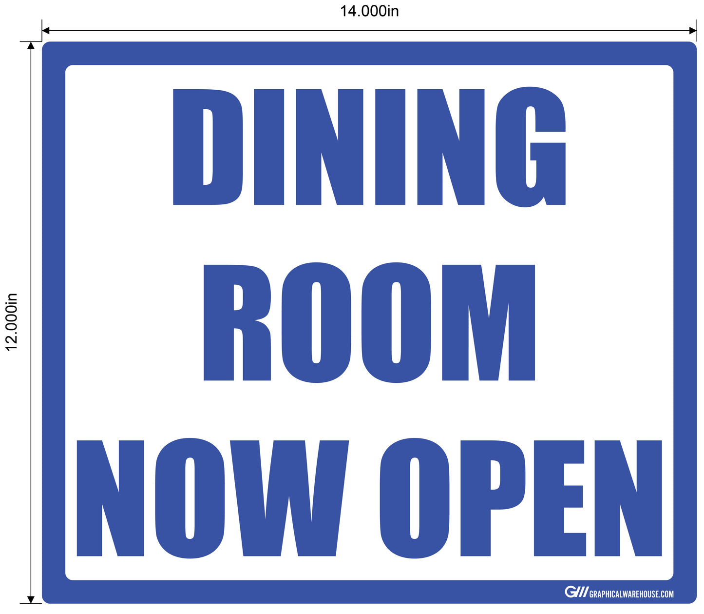 "Dining Room Now Open" Adhesive Durable Vinyl Decal- Various Sizes Available
