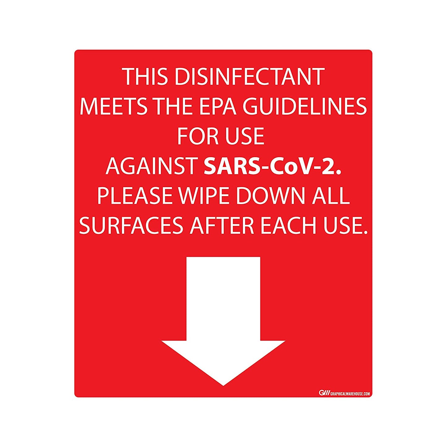 "Disinfectant Against SARS-CoV-2, Please Wipe Surfaces" Adhesive Durable Vinyl Decal- 14x12”