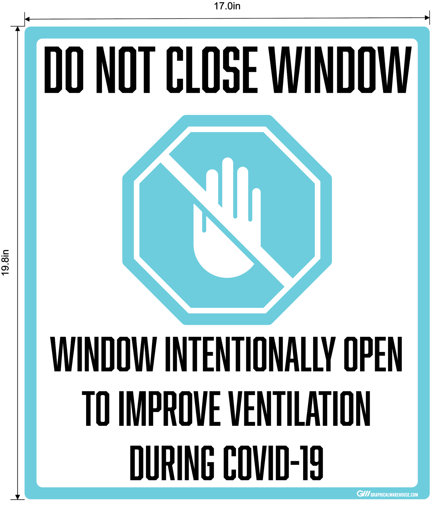 "Do Not Close Window to Improve Ventilation, Version 1" Adhesive Durable Vinyl Decal- Various Sizes/Colors Available