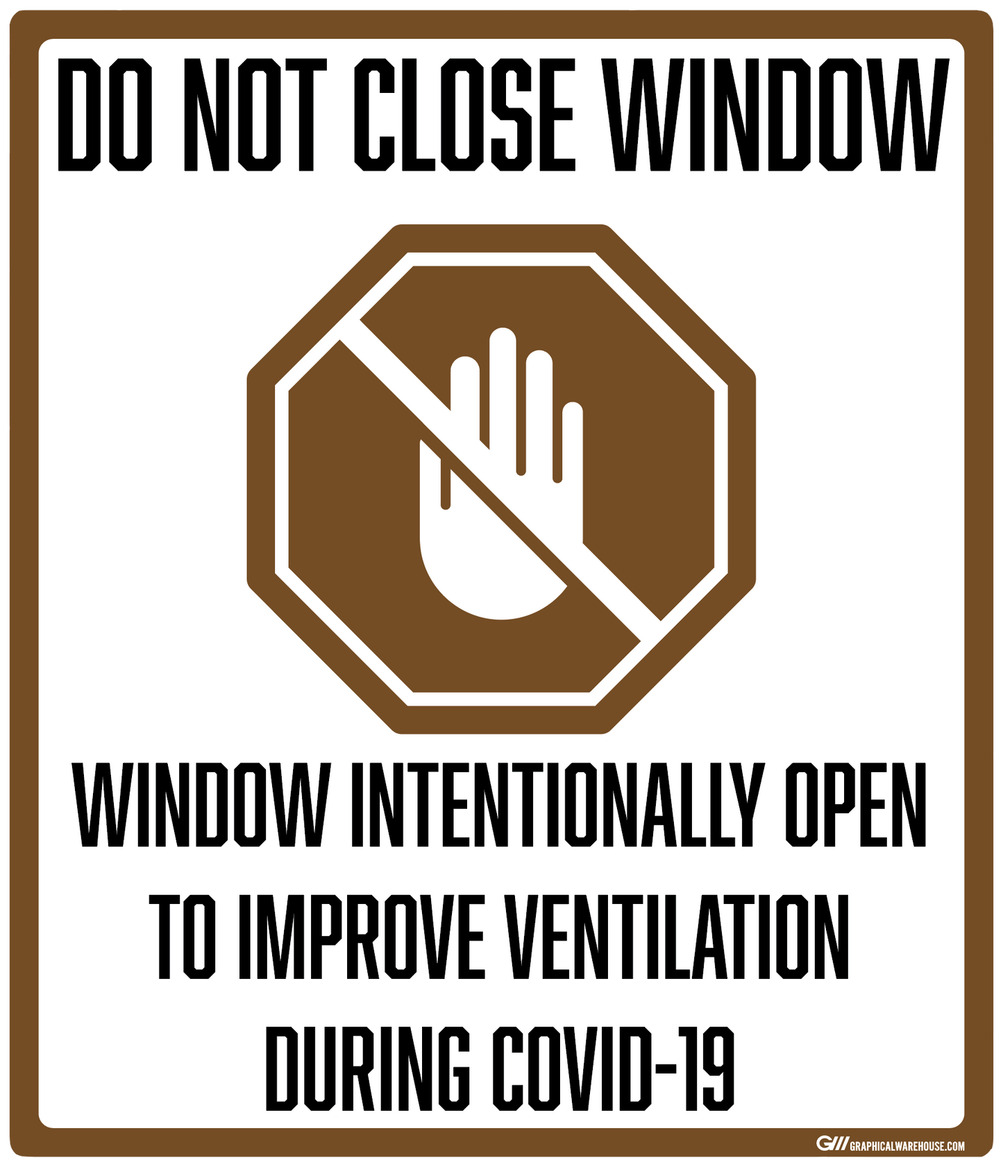 "Do Not Close Window to Improve Ventilation, Version 1" Adhesive Durable Vinyl Decal- Various Sizes/Colors Available