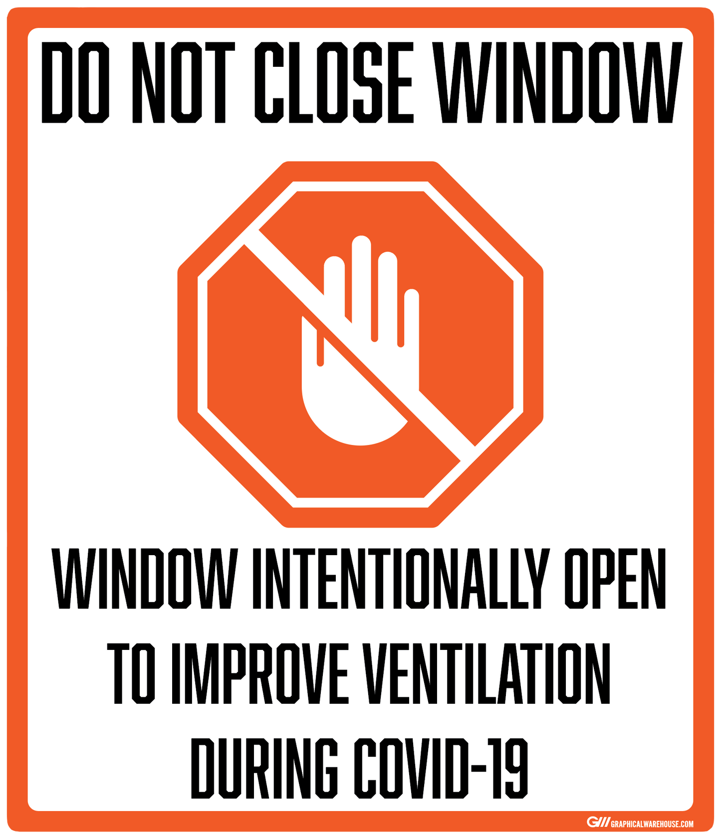 "Do Not Close Window to Improve Ventilation, Version 1" Adhesive Durable Vinyl Decal- Various Sizes/Colors Available