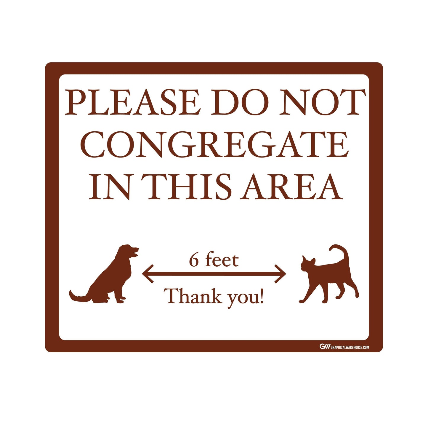 "Please Do Not Congregate In This Area" Pet Store, Dog Park, Veterinarian- Adhesive Durable Vinyl Decal- Various Sizes/Colors Available