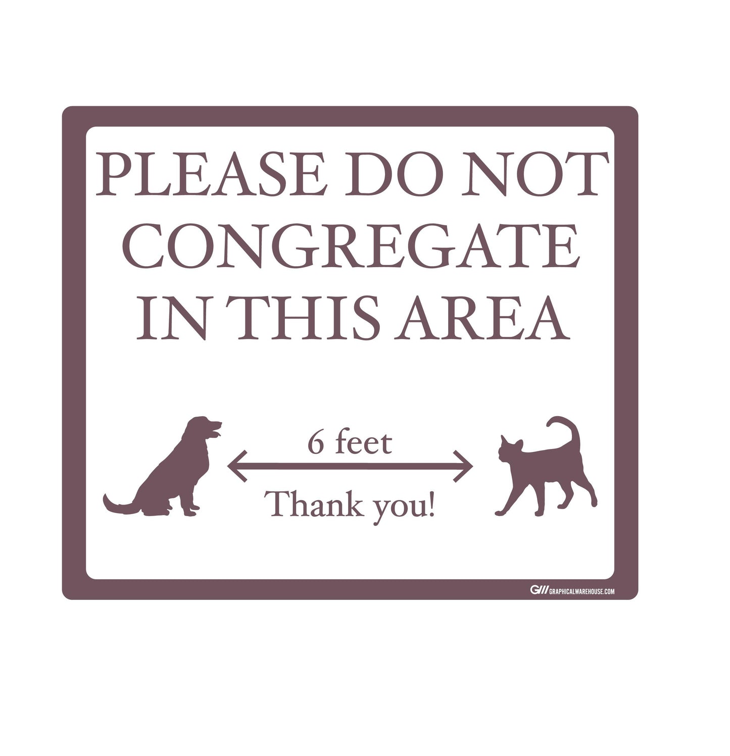 "Please Do Not Congregate In This Area" Pet Store, Dog Park, Veterinarian- Adhesive Durable Vinyl Decal- Various Sizes/Colors Available