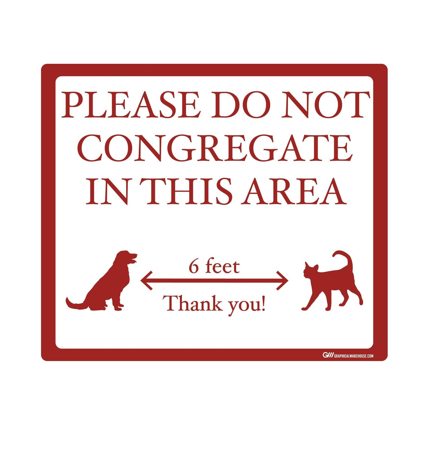 "Please Do Not Congregate In This Area" Pet Store, Dog Park, Veterinarian- Adhesive Durable Vinyl Decal- Various Sizes/Colors Available