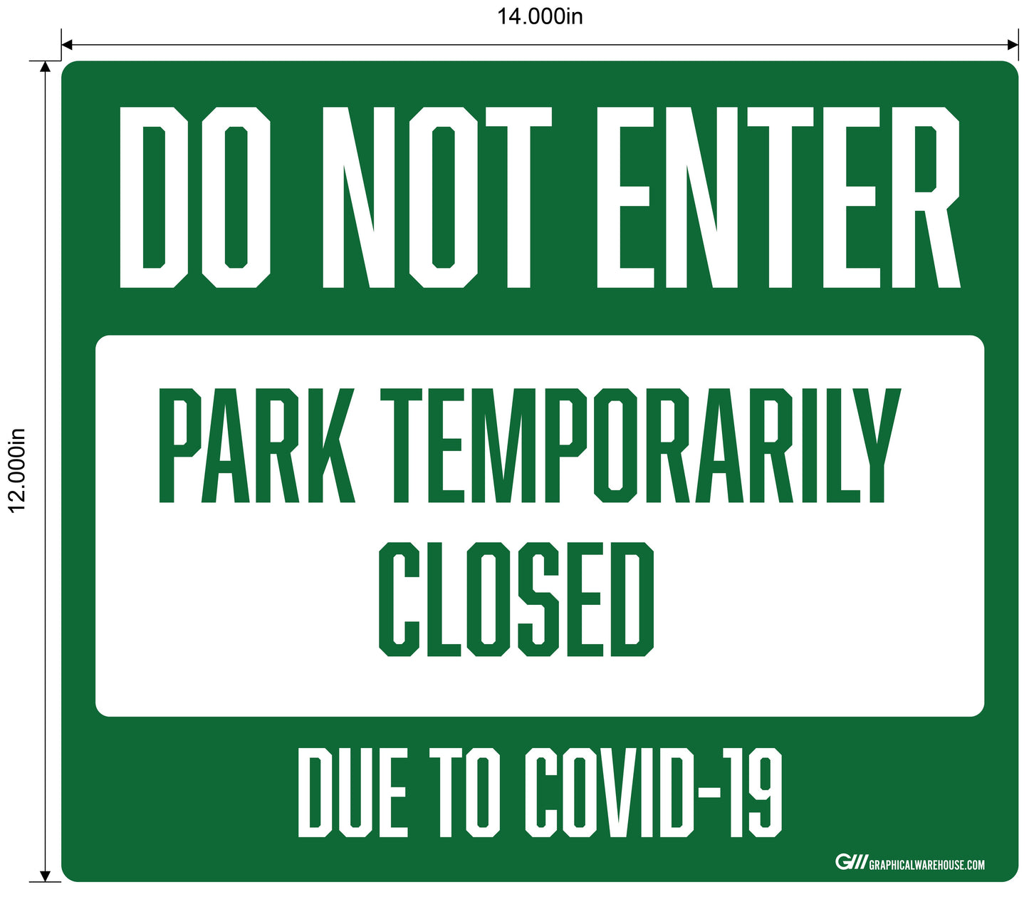 "Do Not Enter, Park Temporarily Closed Due To COVID-19" Adhesive Durable Vinyl Decal- Various Sizes Available