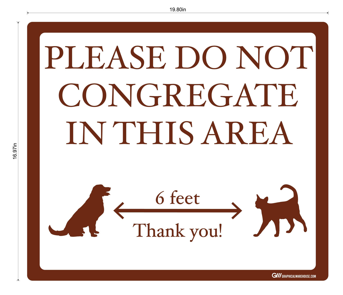 "Please Do Not Congregate In This Area" Pet Store, Dog Park, Veterinarian- Adhesive Durable Vinyl Decal- Various Sizes/Colors Available
