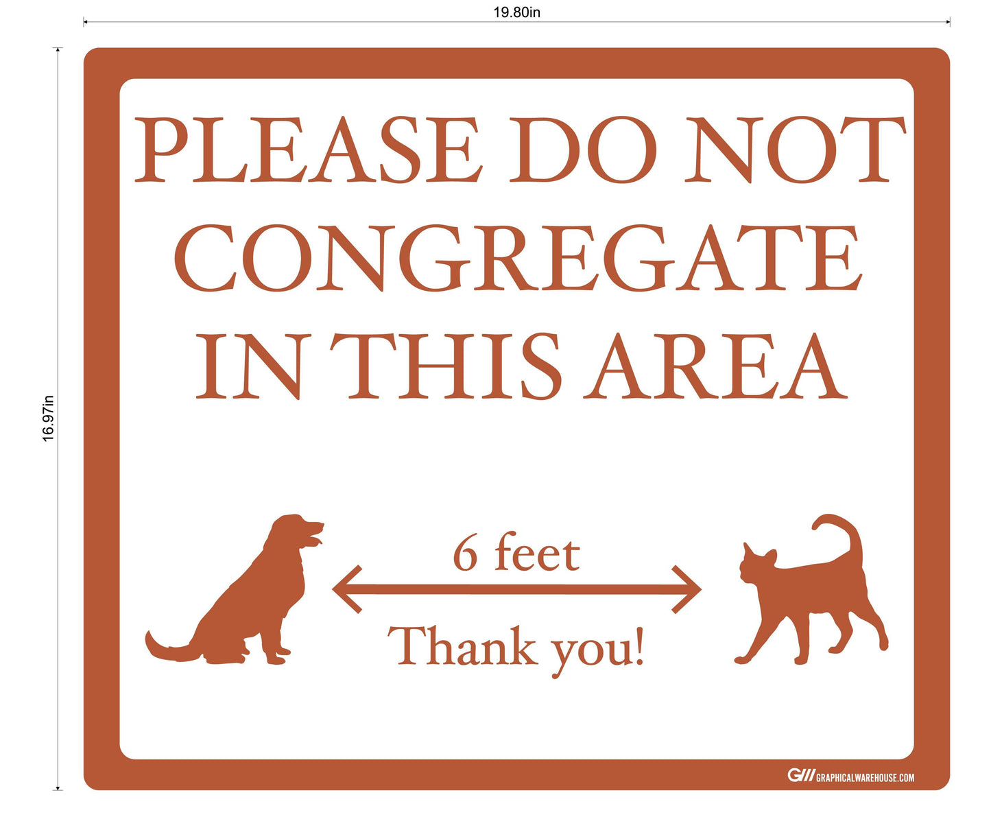 "Please Do Not Congregate In This Area" Pet Store, Dog Park, Veterinarian- Adhesive Durable Vinyl Decal- Various Sizes/Colors Available