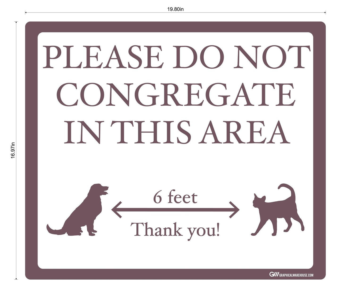 "Please Do Not Congregate In This Area" Pet Store, Dog Park, Veterinarian- Adhesive Durable Vinyl Decal- Various Sizes/Colors Available