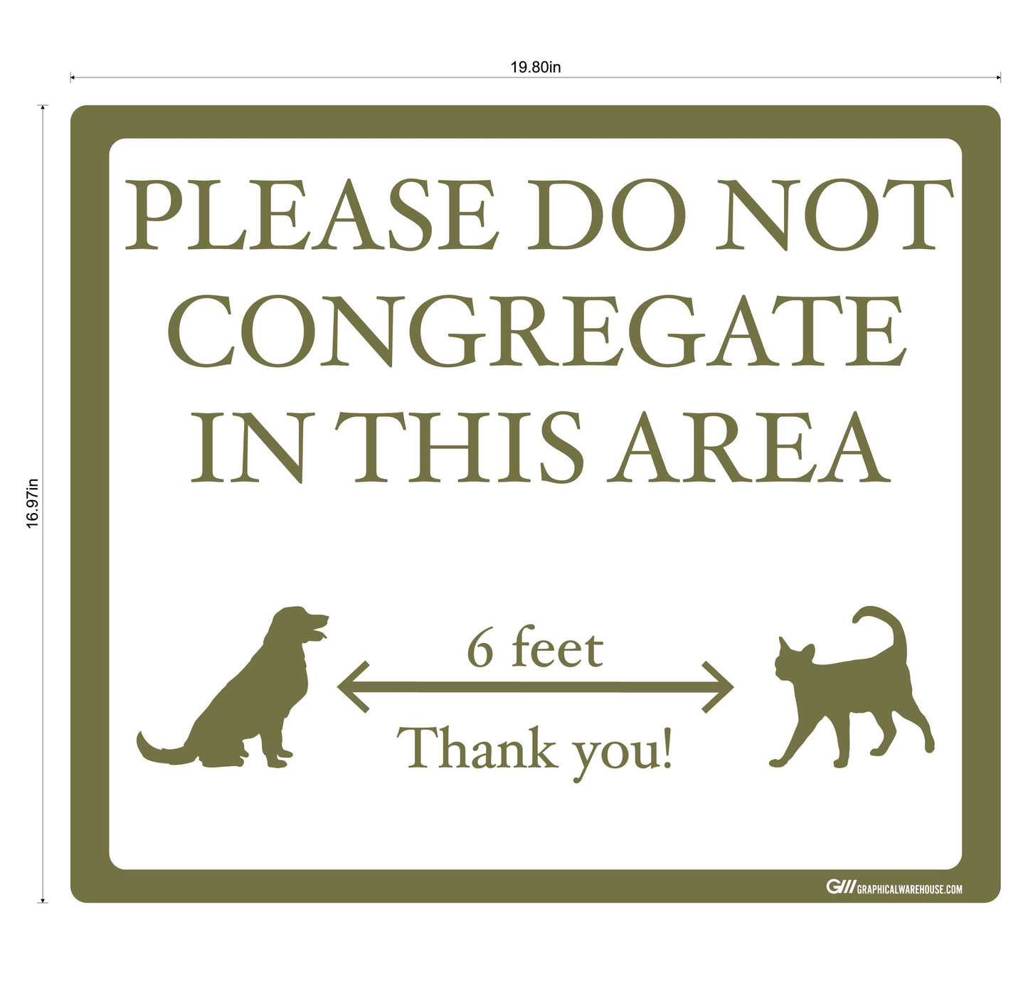 "Please Do Not Congregate In This Area" Pet Store, Dog Park, Veterinarian- Adhesive Durable Vinyl Decal- Various Sizes/Colors Available