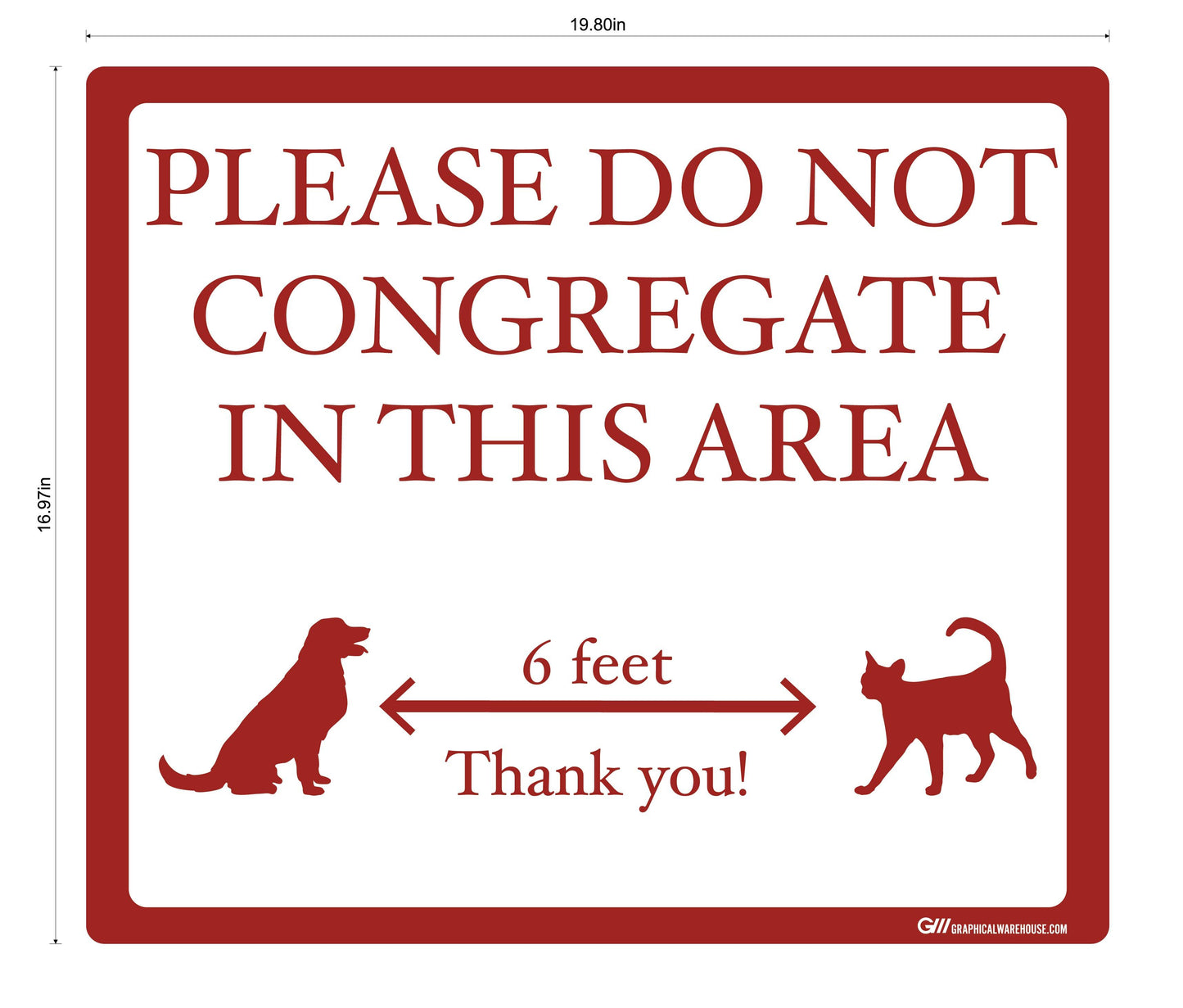 "Please Do Not Congregate In This Area" Pet Store, Dog Park, Veterinarian- Adhesive Durable Vinyl Decal- Various Sizes/Colors Available