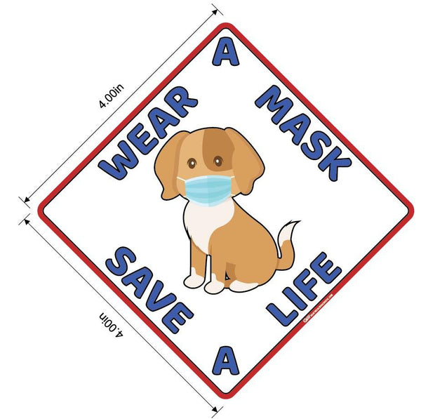 "Wear A Mask, Save A Life" Cat, Dog- Adhesive Durable Vinyl Decal- Various Sizes/Designs Available