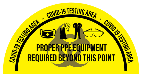 "COVID-19 Testing Area, PPE Required Beyond This Point" Full Open Door Swing- Durable Matte Laminated Vinyl Floor Sign- 34x68"