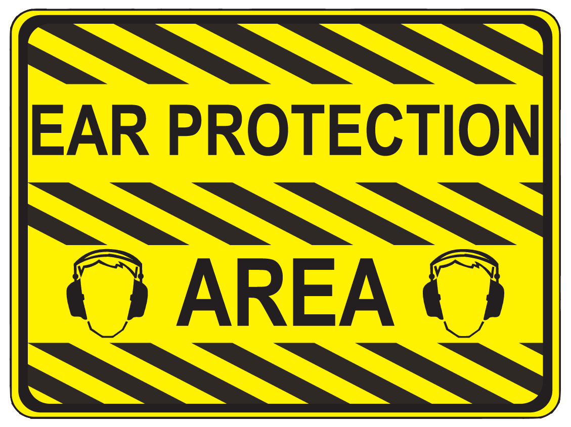 "Ear Protection Area" Durable Matte Laminated Vinyl Floor Sign- Various Sizes Available