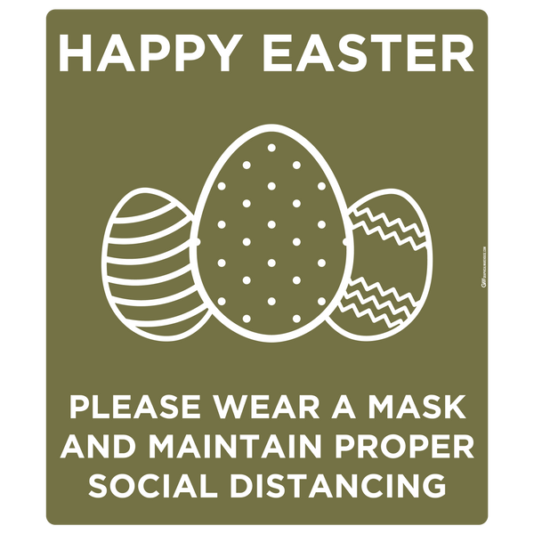 "Easter, Wear a Mask and Maintain Social Distancing" Adhesive Durable Vinyl Decal- Various Sizes/Colors Available