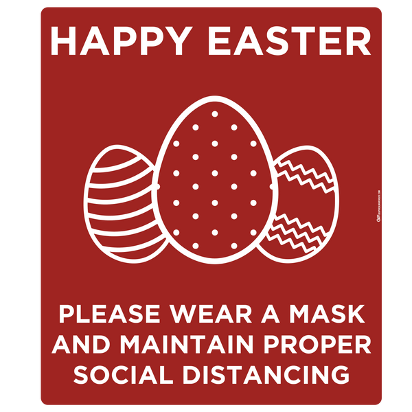 "Easter, Wear a Mask and Maintain Social Distancing" Adhesive Durable Vinyl Decal- Various Sizes/Colors Available