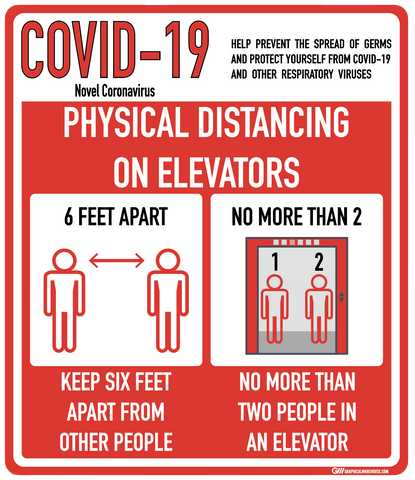 "Social Distancing On Elevators" Adhesive Durable Vinyl Decal- Various Sizes/Colors Available