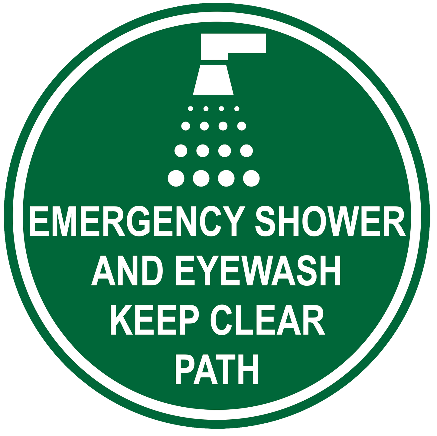 "Emergency Shower and Eye Wash, Keep Clear Path" Durable Matte Laminated Vinyl Floor Sign- Various Sizes Available