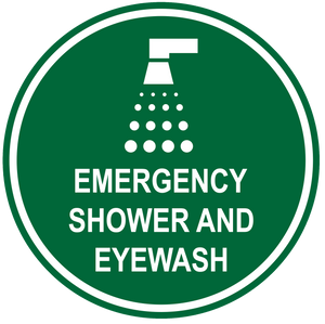 "Emergency Shower and Eyewash" Durable Matte Laminated Vinyl Floor Sign- Various Sizes Available