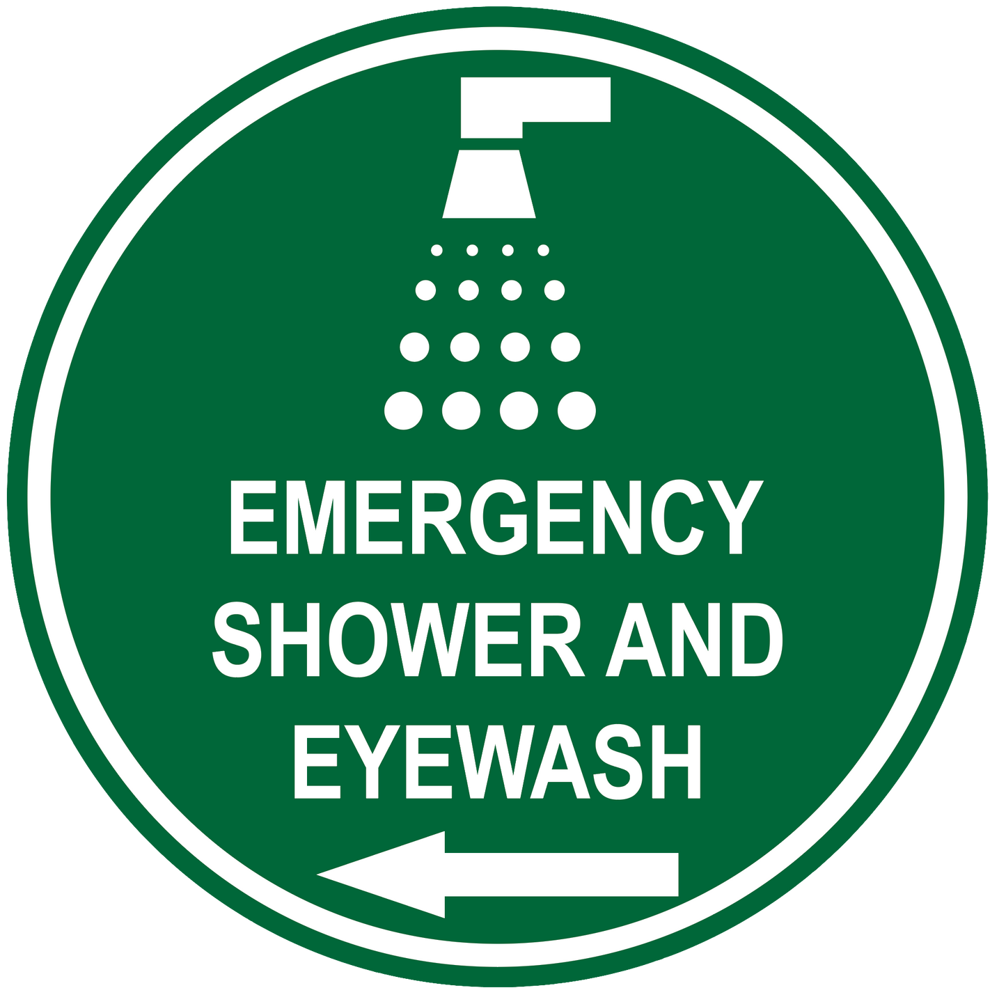 "Emergency Shower and Eyewash" Durable Matte Laminated Vinyl Floor Sign- Various Sizes Available