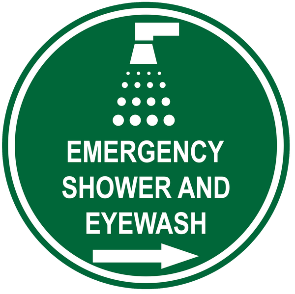 "Emergency Shower and Eyewash" Durable Matte Laminated Vinyl Floor Sign- Various Sizes Available