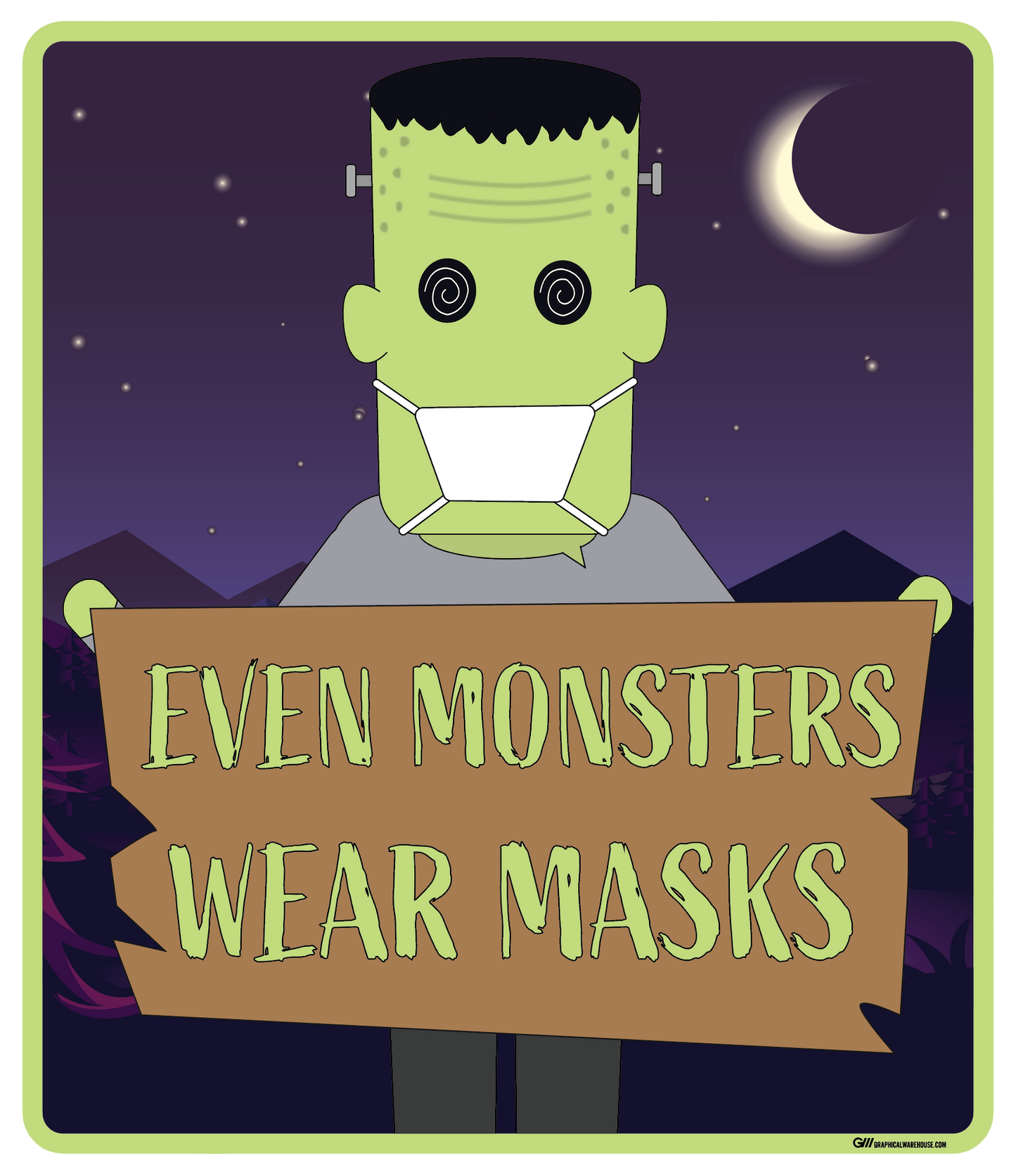 "Halloween, Even Monsters Wear Masks" Adhesive Durable Vinyl Decal- Various Sizes Available