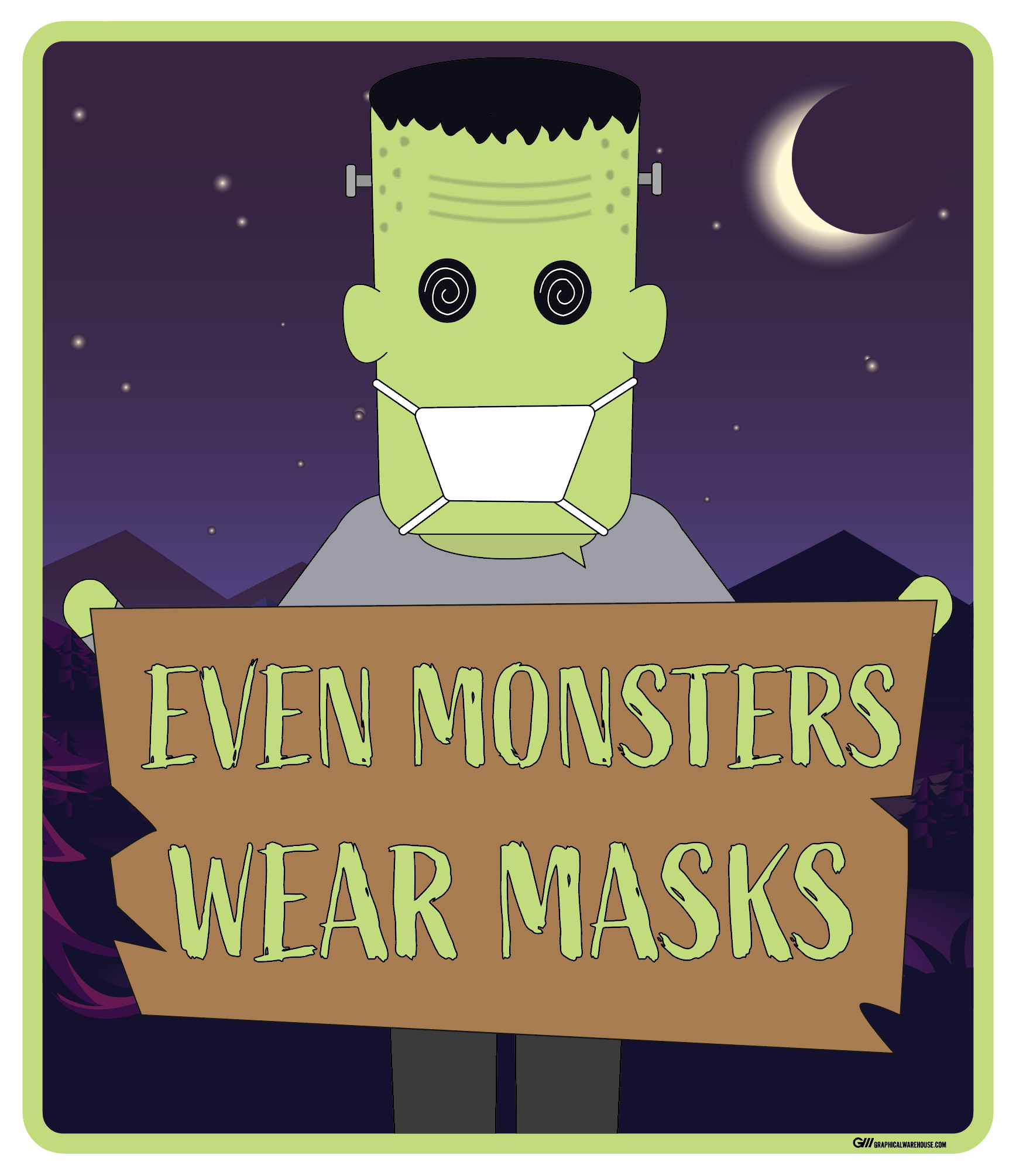 "Halloween, Even Monsters Wear Masks" Adhesive Durable Vinyl Decal- Various Sizes Available