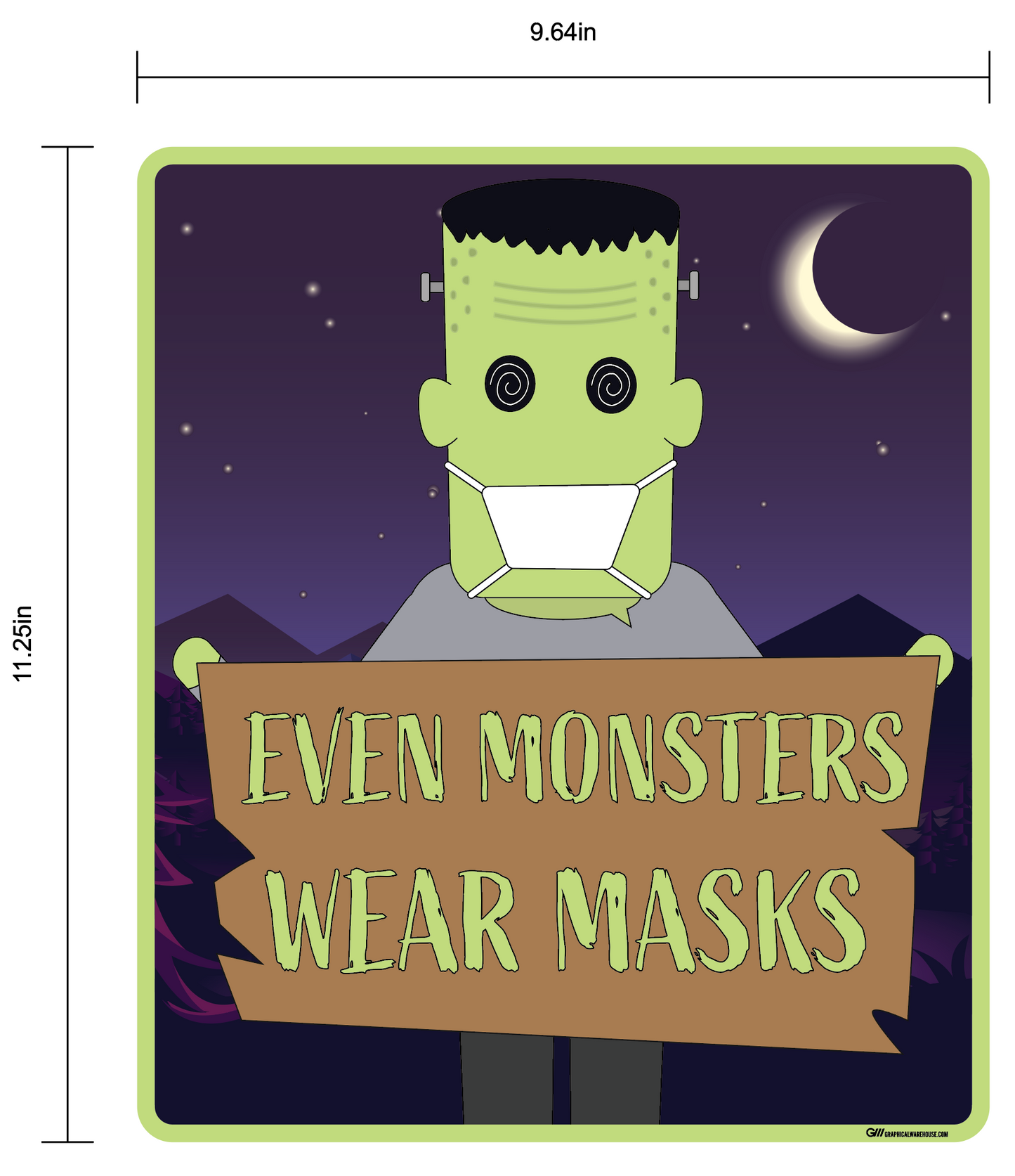 "Halloween, Even Monsters Wear Masks" Adhesive Durable Vinyl Decal- Various Sizes Available