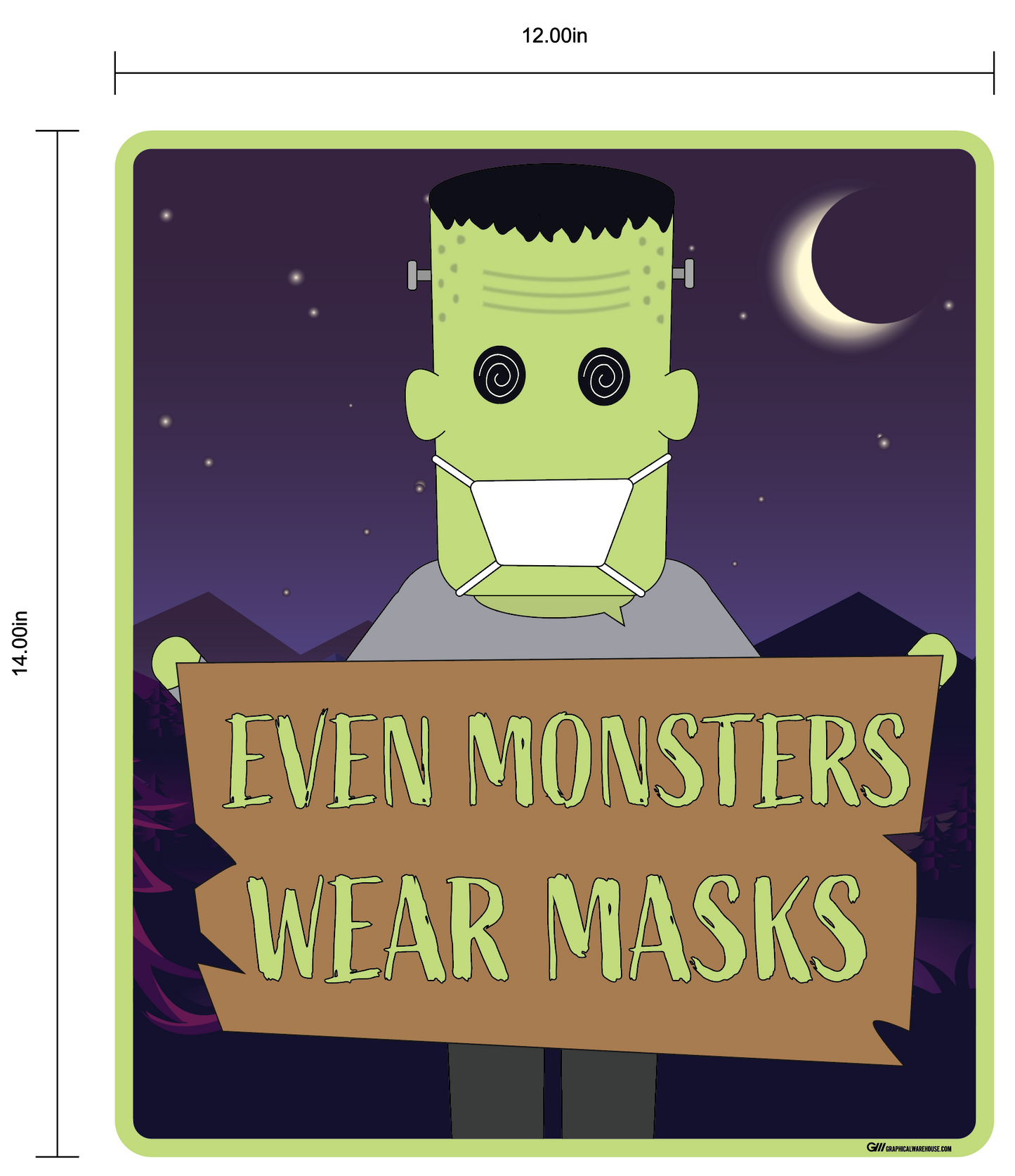 "Halloween, Even Monsters Wear Masks" Adhesive Durable Vinyl Decal- Various Sizes Available