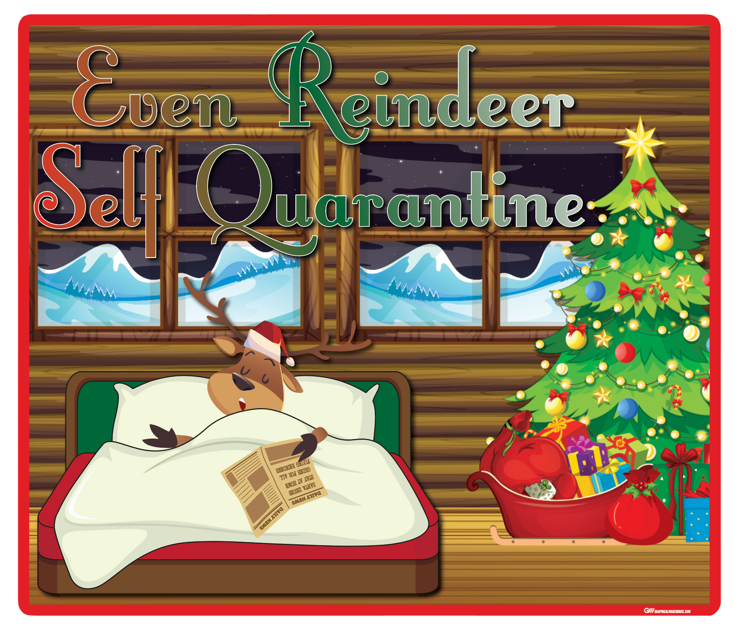 "Even Reindeer Self Quarantine" Adhesive Durable Vinyl Decal- Various Sizes Available