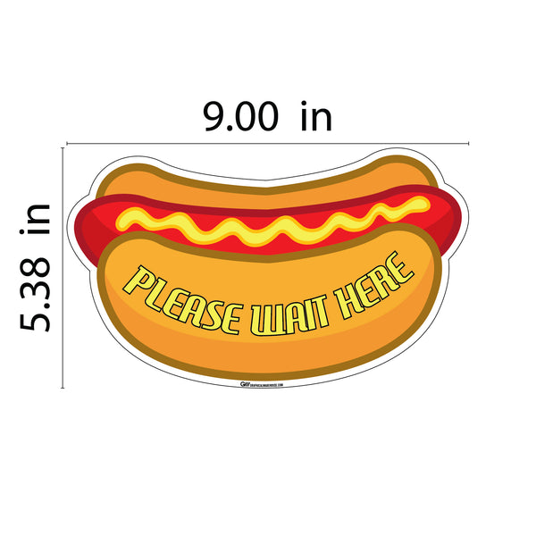 Food Themed Social Distancing Floor Place Marker- Durable Matte Laminated Vinyl Floor Sign, Pack of 10- Various Styles Available