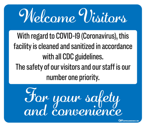 "Facility Cleaned and Disinfected" Adhesive Durable Vinyl Decal- 14x12”